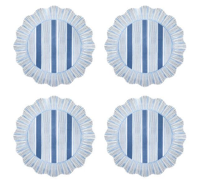 Cabana Stripe Dessert/Salad Plate Set of 4 - Ocean - Juliska - Gaines Jewelers