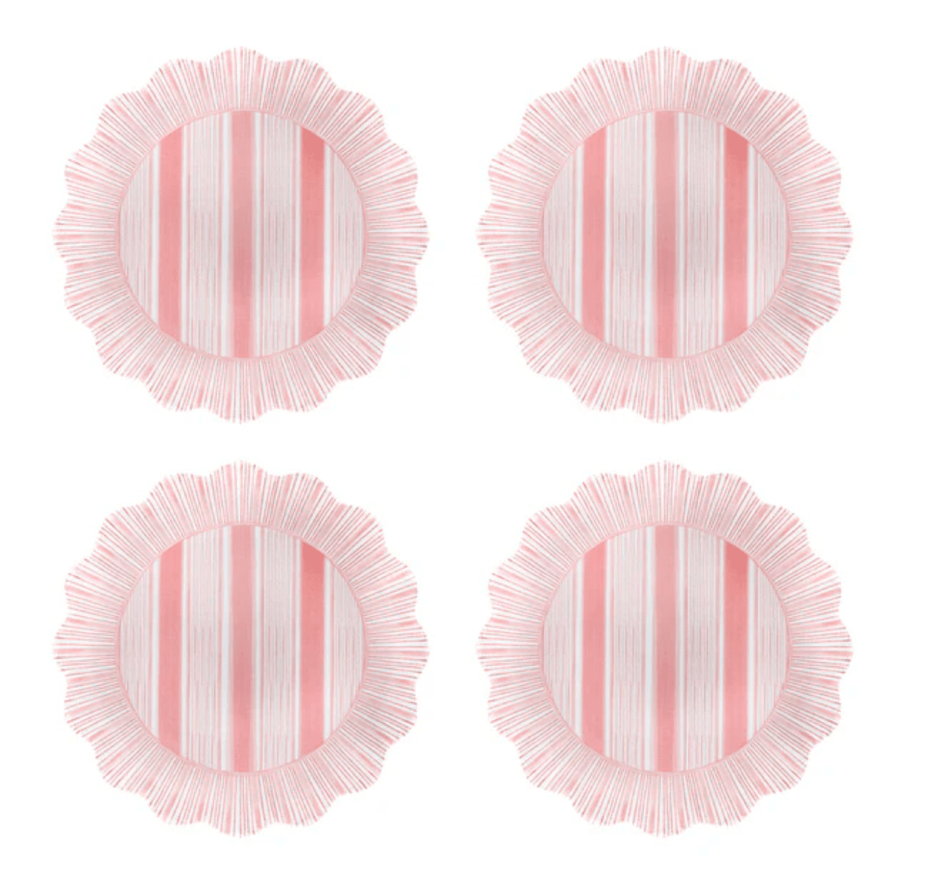 Cabana Stripe Melamine Dessert/Salad Plate Set of 4 - Coral - Juliska - Gaines Jewelers