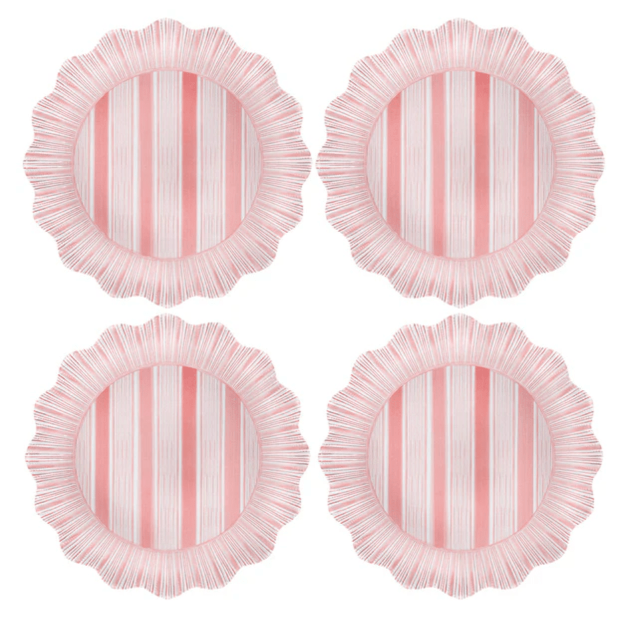 Cabana Stripe Melamine Dinner Plate Set of 4 - Coral - Juliska - Gaines Jewelers