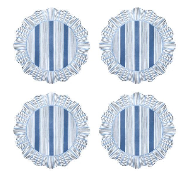 Cabana Stripe Melamine Dinner Plate Set of 4 - Ocean - Juliska - Gaines Jewelers