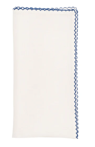 Casbah Napkin in White & Blue - Kim Seybert - Gaines Jewelers