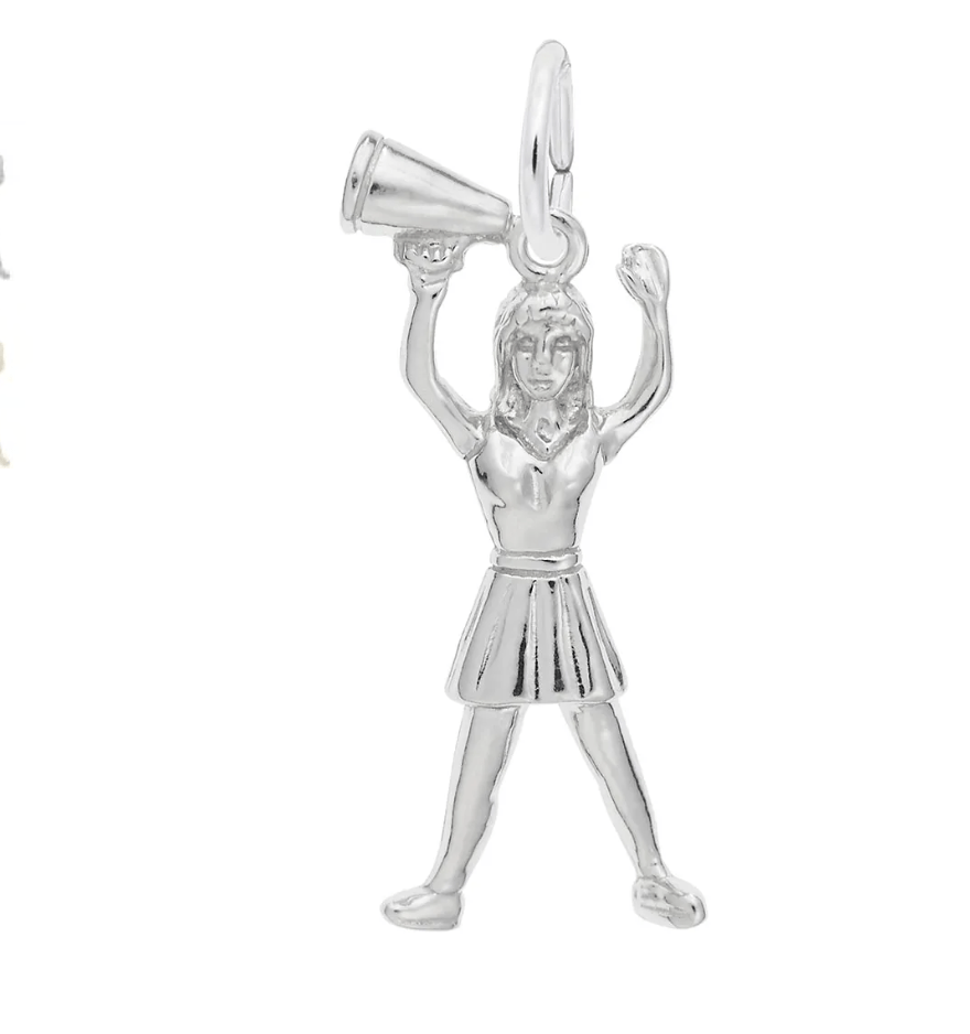 Cheerleader with Megaphone Charm Sterling Silver - Rembrandt Charms - Gaines Jewelers