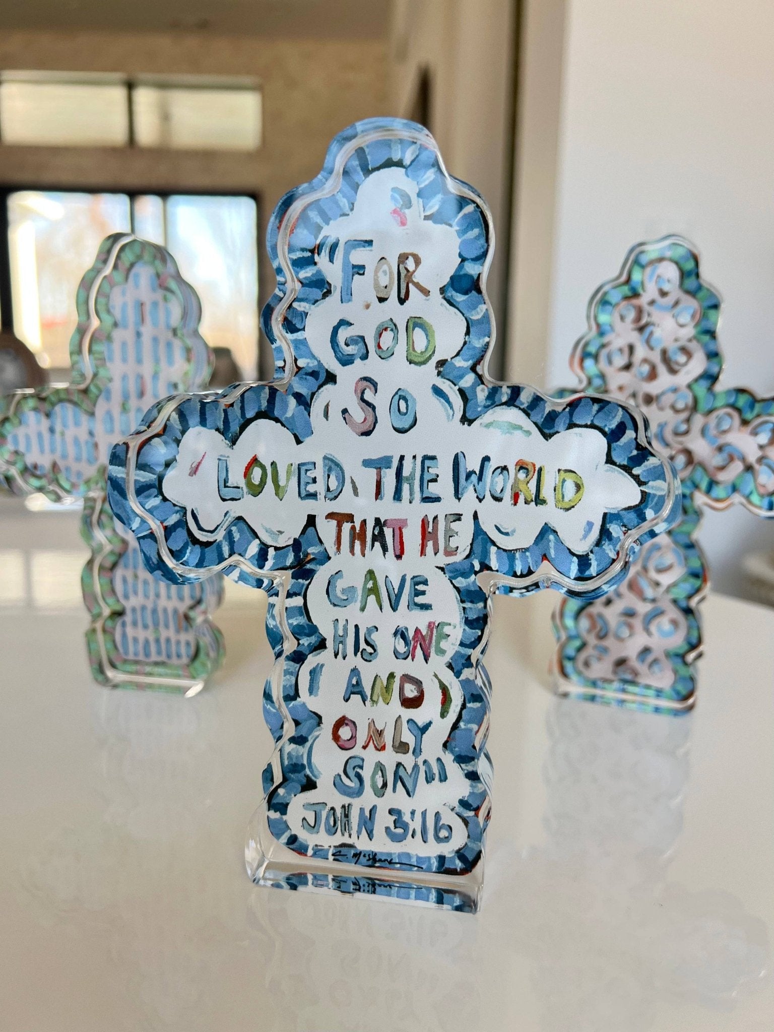 Chelsea McShane Art - "He Saved Cross" acrylic WHOLESALE - Gaines Jewelers