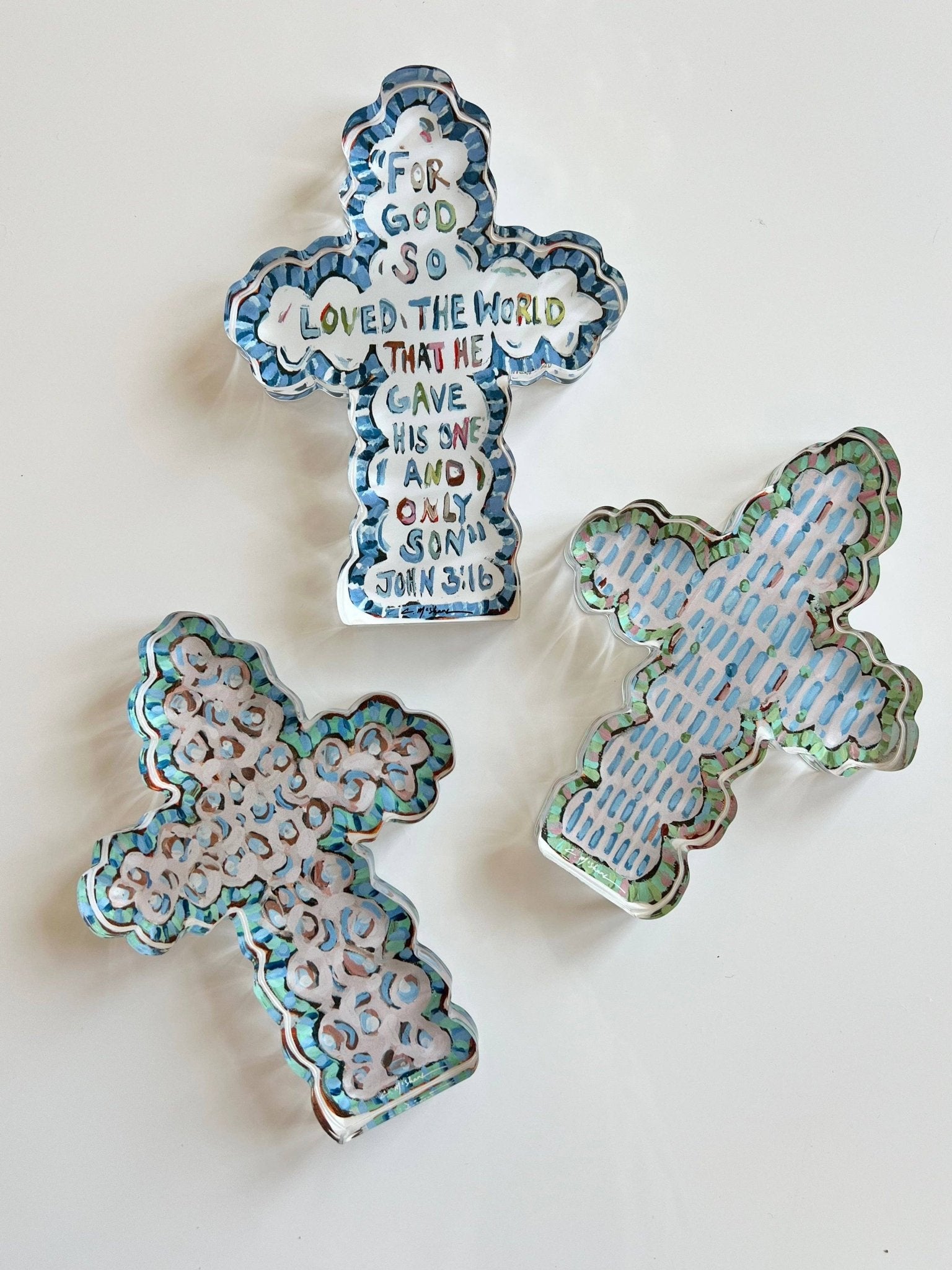Chelsea McShane Art - "He Saved Cross" acrylic WHOLESALE - Gaines Jewelers