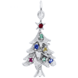 Christmas Tree with Ornaments Charm - Sterling Silver - Rembrandt Charms - Gaines Jewelers