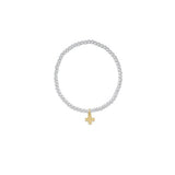 Classic Sterling Mixed Metal 3mm Bead Bracelet - Signature Cross Gold Charm - enewton - Gaines Jewelers