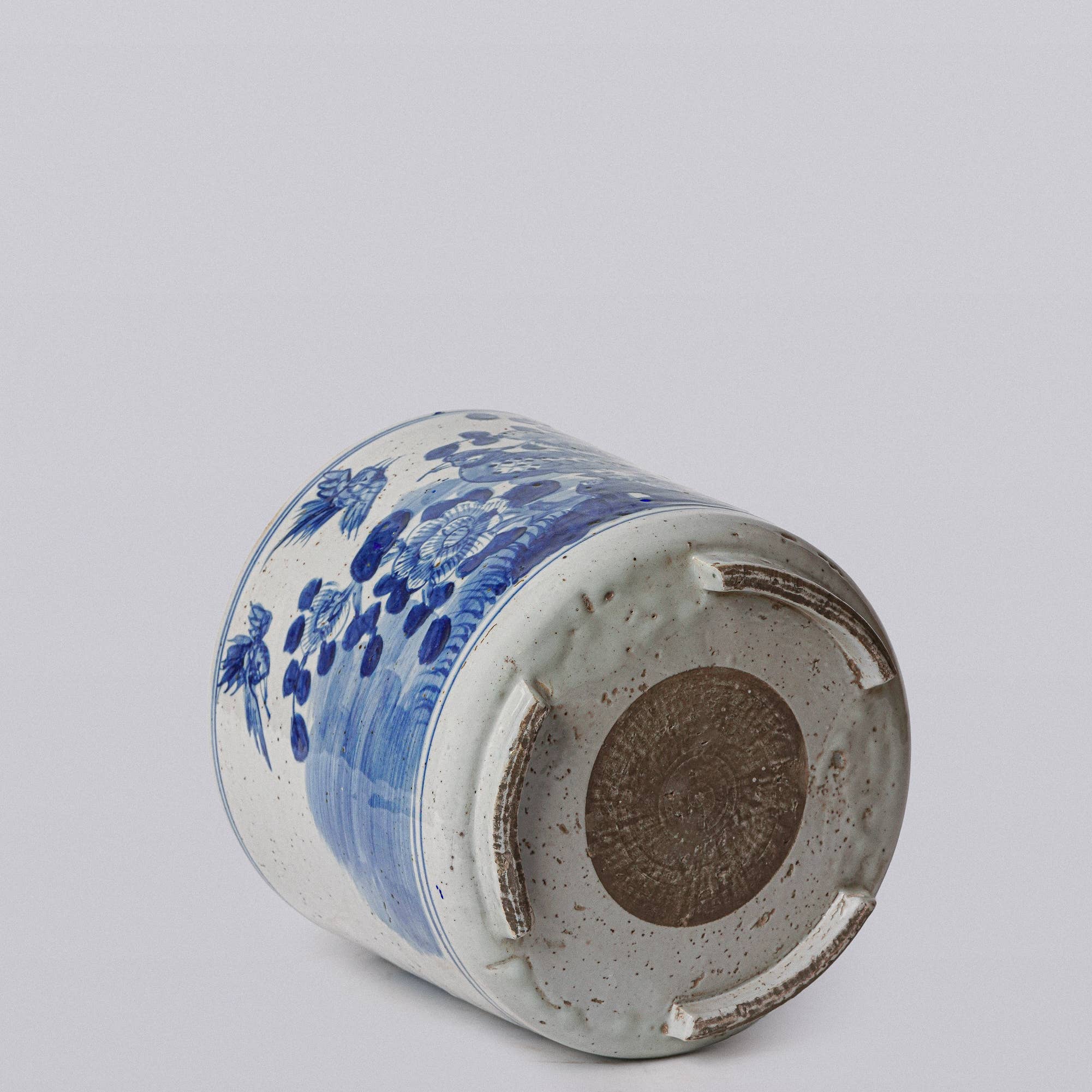Cobalt Guild - Blue and White Porcelain Bird and Flower Footed Cachepot  - Gaines Jewelers