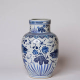 Cobalt Guild - Blue and White Porcelain Fish and Lotus Mallet Vase - Gaines Jewelers
