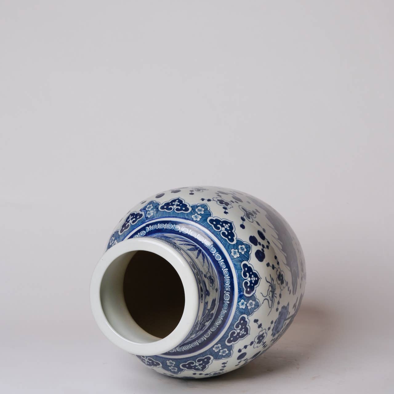 Cobalt Guild - Blue and White Porcelain Fish and Lotus Mallet Vase - Gaines Jewelers