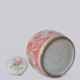 Cobalt Guild - Pink & Green Rustic Porcelain Bird & Flower Large Lidded Jar - Gaines Jewelers
