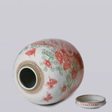 Cobalt Guild - Pink & Green Rustic Porcelain Bird & Flower Large Lidded Jar - Gaines Jewelers