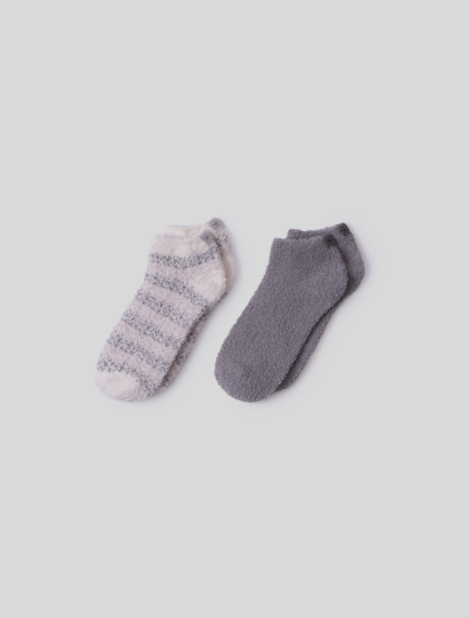 CozyChic® Heathered Stripe Ankle Sock Set - Dove Gray/Multi - Barefoot Dreams - Gaines Jewelers