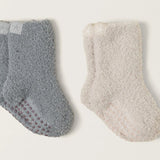 CozyChic® Toddler 2 Pack Socks With Grippers Stone & Moonbeam - Barefoot Dreams - Gaines Jewelers