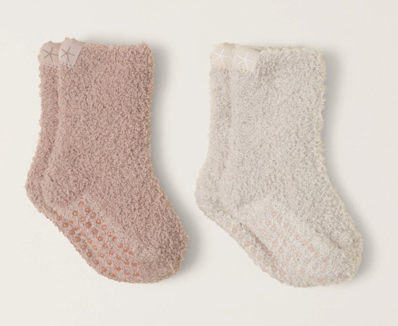 CozyChic® Toddler 2 Pack Socks With Grippers Stone & Willow - Barefoot Dreams - Gaines Jewelers
