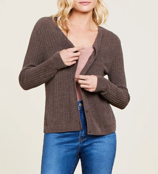 CozyChic Ultra Lite® Ribbed Button Cardigan Java - Barefoot Dreams - Gaines Jewelers