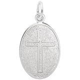 Cross Oval Disc Charm - Sterling Silver - Rembrandt Charms - Gaines Jewelers