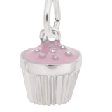 Cupcake with Pink Icing Charm Sterling Silver - Rembrandt Charms - Gaines Jewelers