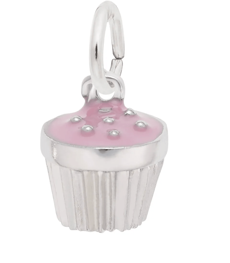 Cupcake with Pink Icing Charm Sterling Silver - Rembrandt Charms - Gaines Jewelers