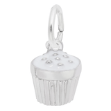 Cupcake with White Icing Charm Sterling Silver - Rembrandt Charms - Gaines Jewelers