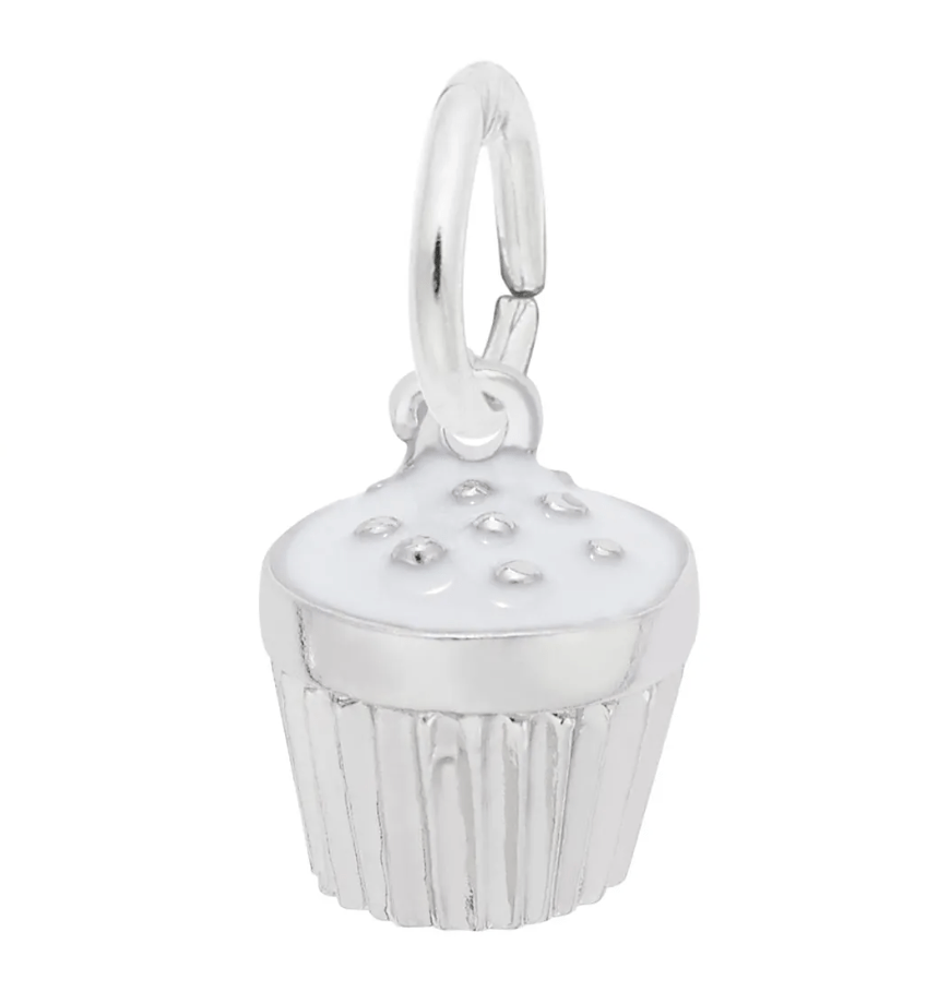 Cupcake with White Icing Charm Sterling Silver - Rembrandt Charms - Gaines Jewelers