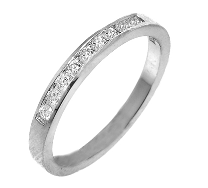 Diamond channel set anniversary band 14kt white gold - Gaines Jewelers