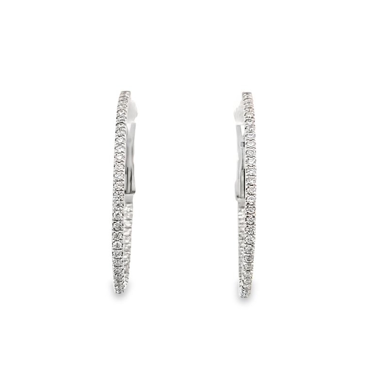 Diamond hoop oval inside-out earrings 86=.55ct 14kt white gold - Gaines Jewelers