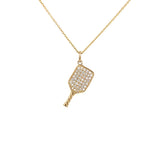 Diamond pickle ball racket pendant 14kt yellow gold - Gaines Jewelers