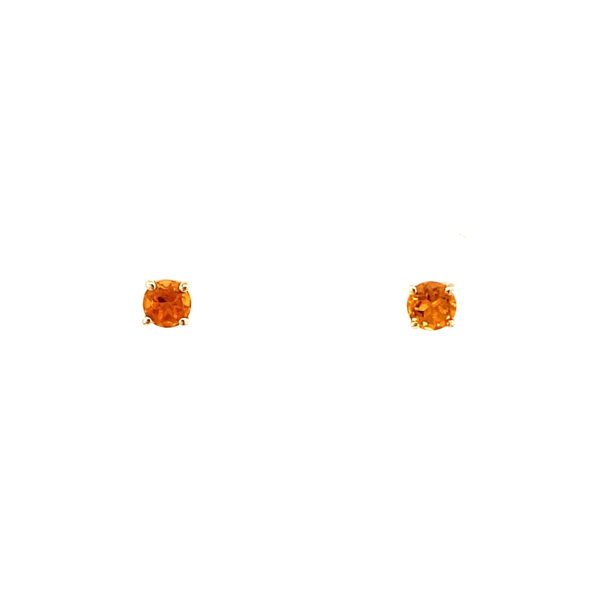 Earrings citrine studs 3mm 14kt yellow gold - Gaines Jewelers