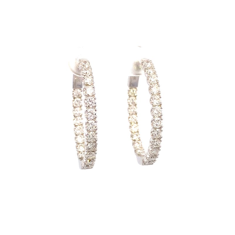 Earrings - diamond hoops 30=2.06ct 14kt white gold - Gaines Jewelers
