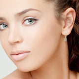 Earrings- diamond hoops with square dangle 14kt white gold - Gaines Jewelers