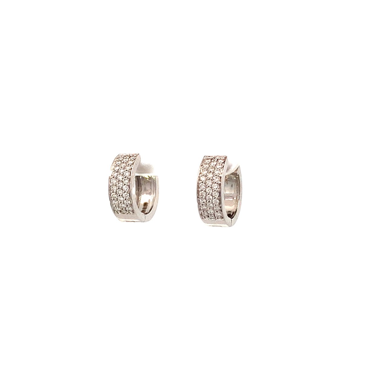 Earrings diamond huggie style pave'd with diamonds 0.33ct 14kt white gold - Gaines Jewelers