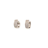 Earrings diamond huggie style pave'd with diamonds 0.33ct 14kt white gold - Gaines Jewelers