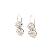 Earrings- double drop diamond clusters 18kt white gold - Gaines Jewelers