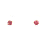 Earrings pink tourmaline studs 3mm 14kt yellow gold - Gaines Jewelers