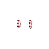 Earrings - ruby and diamond tiny hoops 14kt. white gold - Gaines Jewelers