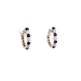 Earrings - sapphire and diamond tiny hoops 14ky white gold - Gaines Jewelers