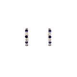 Earrings - sapphire and diamond tiny hoops 14ky white gold - Gaines Jewelers