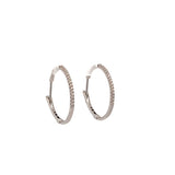 Earrings small hoops set with diamonds inside - out 1.27ct 14kt white gold - Gaines Jewelers