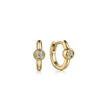 Earrings - tiny diamond hoop huggies 10mm .06ct 14kt yellow gold - Gaines Jewelers