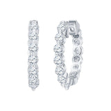 Earrings - tiny diamond hoops 14kt white gold - Gaines Jewelers
