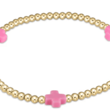 egirl Signature Cross Gold Pattern 3mm Bead Bracelet - Bright Pink - enewton - Gaines Jewelers