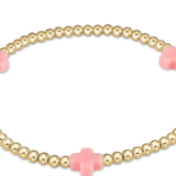 egirl Signature Cross Gold Pattern 3mm Bead Bracelet - Pink - enewton - Gaines Jewelers