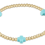 egirl Signature Cross Gold Pattern 3mm Bead Bracelet - Turquoise - enewton - Gaines Jewelers