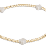 egirl Signature Cross Small Gold Pattern 2mm Bead Bracelet - Off - White - Enewton - Gaines Jewelers