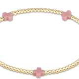egirl Signature Cross Small Gold Pattern 2mm Bead Bracelet - Pink - Enewton - Gaines Jewelers