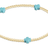 egirl Signature Cross Small Gold Pattern 2mm Bead Bracelet - Turquoise - Enewton - Gaines Jewelers