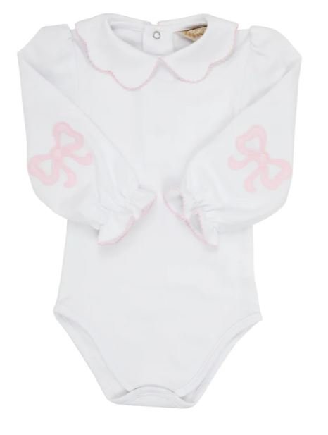 Emma's Elbow Patch Top & Onesie Worth Avenue White with Palm Beach Pink - The Beaufort Bonnet Company - Gaines Jewelers