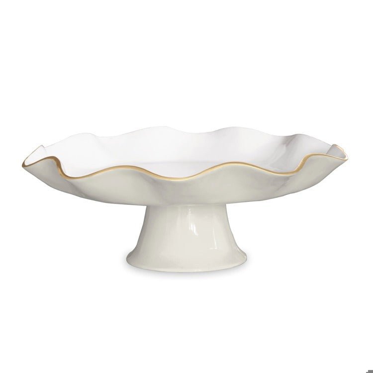 Encanto Carola Pedestal Cake Plate - Cream and White - Beatriz Ball - Gaines Jewelers