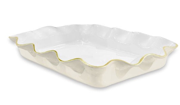 Encanto Carola Rectangle Pyrex Holder - Cream and White - Beatriz Ball - Gaines Jewelers