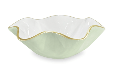 Encanto Carola Small Round Bowl - Pistachio and White - Beatriz Ball - Gaines Jewelers